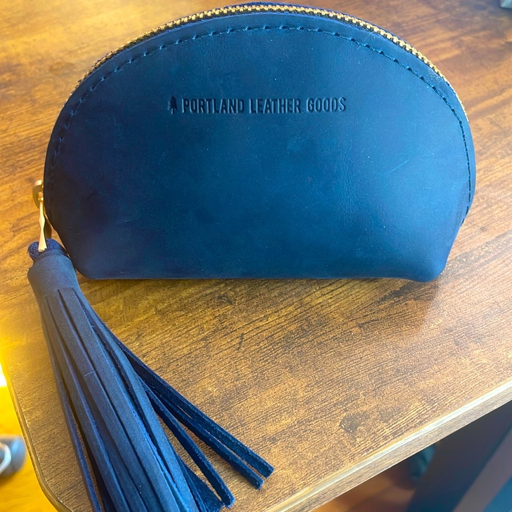 Navy Blue Taco Tassel Pouch by Portland Leather Goods with tassel
